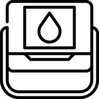 A black and white icon of a computer with a drop of water vector