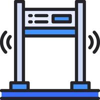 A blue and white sign with a computer and a microphone vector