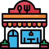 A restaurant building with a fork and knife vector