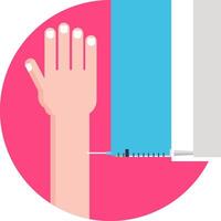 A hand holding a syringe and a needle vector