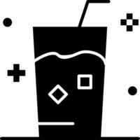 A black and white icon of a drink with a straw vector