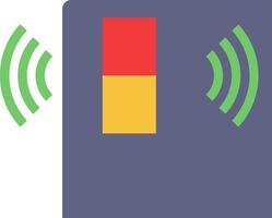 A red and yellow button with a green and yellow flag vector