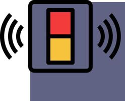 A red and yellow light switch with a yellow and red button vector