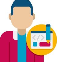 A man holding a pen and a computer icon vector
