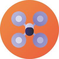 A drone with four propellers on an orange circle vector