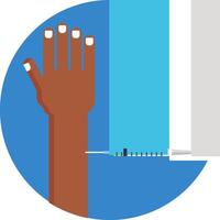 Illustration of a hand holding a syringe vector
