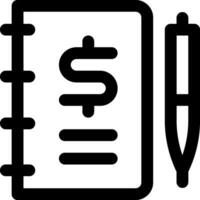 A notebook and pen icon with a dollar sign vector