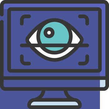 A computer monitor with an eye icon on it vector