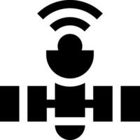 A black and white image of a satellite with wifi vector