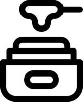 A black and white icon of a pot with a spoon vector