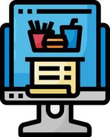 A computer monitor with a hamburger and fries on it vector