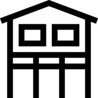 A black and white house icon with two windows vector