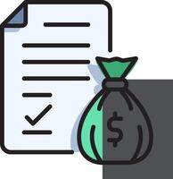 Money bag icon with check and paper vector