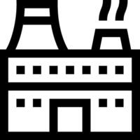 A black and white image of a factory building vector