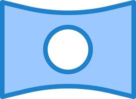 A blue and white curved shape with a white oval vector