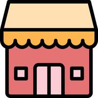 A small store with a yellow awning vector