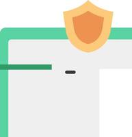 A green and white computer screen with a shield on it vector