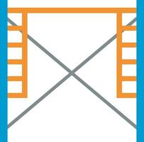 A movie screen icon with a cross and a line vector
