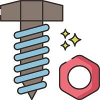 A screw and nut are shown next to a star vector