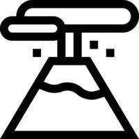 A black and white icon of a volcano vector