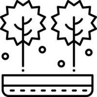 A black and white illustration of two trees in a pot vector