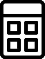 A black and white icon of a calculator vector