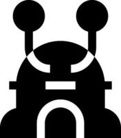 A black and white icon of a robot head vector
