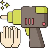 A drill and gloves with a star on them vector