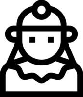 A black and white icon of a woman in a hat vector
