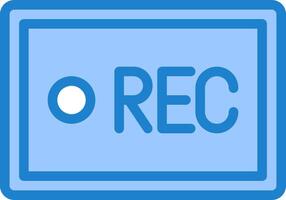 A blue button with the word rec on it vector