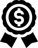 A black and white icon of a dollar sign vector