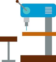 A drill press and bench with a drill vector
