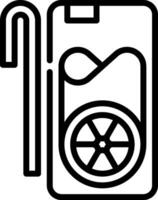 A black and white image of a gas can and a cane vector