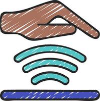 Hand with finger on a tablet with a wifi symbol vector