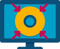 A computer monitor with a yellow disk on it vector