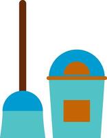 A bucket and broom with a lid vector