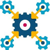 A flat icon of a gear wheel with four arrows vector