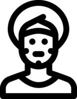 A black and white icon of a man with a face mask vector