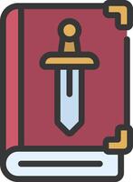 A book with a sword on top of it vector