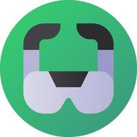 A green circle with a black and white image of a pair of glasses vector