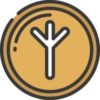 A golden coin with a symbol of a cross vector