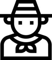 A black and white icon of a man in a hat vector