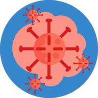 A red virus surrounded by four other viruses vector