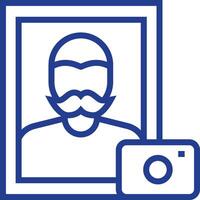 A blue and white photo of a man with a mustache vector