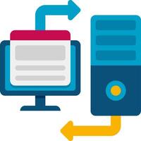 A computer and a monitor with an arrow pointing to it vector