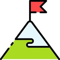 A mountain with a flag on top vector