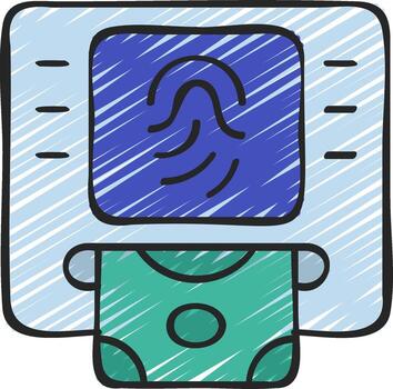 A computer with a fingerprint scanner on it vector