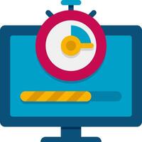 A computer monitor with a clock and a stopwatch vector