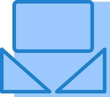 A blue icon with a computer and a box vector
