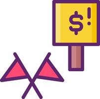 A sign and two flags next to a dollar sign vector